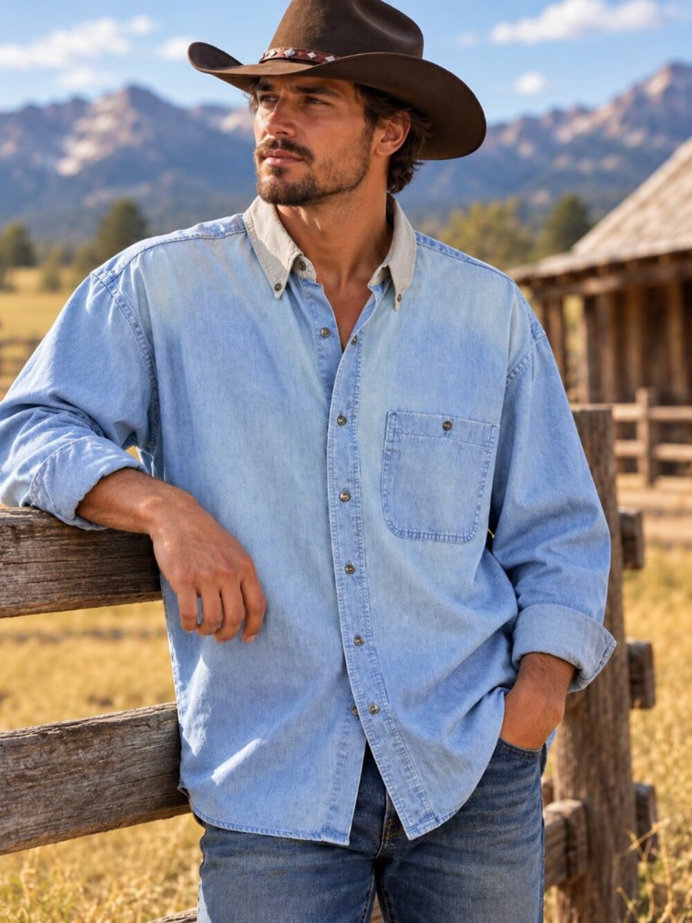 Vintage 90s Wrangler Twenty X Denim Shirt XL 17.5 Made USA Oversized Western
